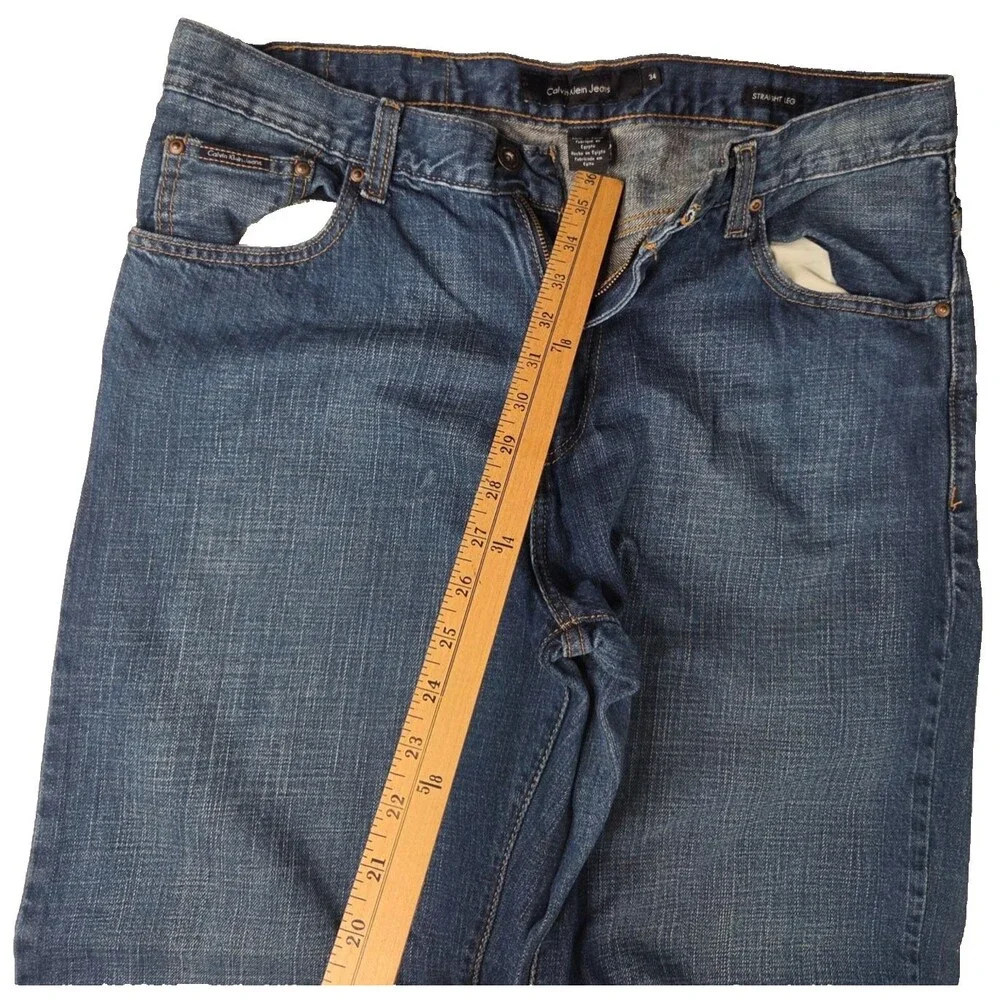 Calvin Klein Jeans Straight Leg Blue Denim Jeans Men's Size 34 x 27 Cotton